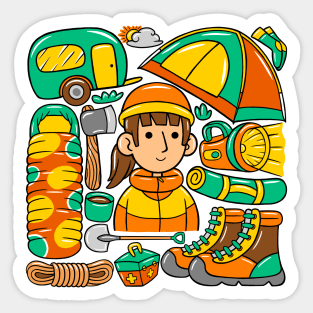 Woman Climber Kawaii Doodle Sticker